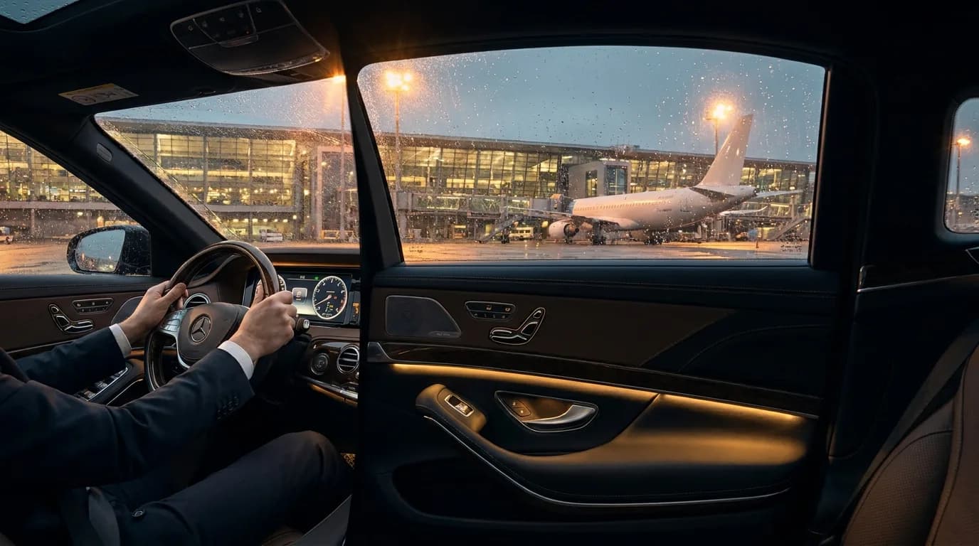 Executive in luxury sedan Montreal to YUL airport departure